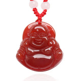 Hand Polished Red Stone Buddha & Guanyin Pendant