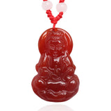 Hand Polished Red Stone Buddha & Guanyin Pendant