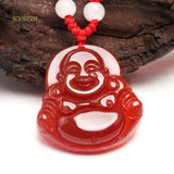 Hand Polished Red Stone Buddha & Guanyin Pendant