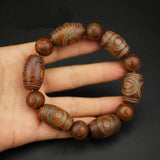 Tibet Natural Stone 3 Eye Prayer Beads Bracelet Men Women Jewelry