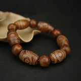 Tibet Natural Stone 3 Eye Prayer Beads Bracelet Men Women Jewelry