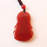 Rare Natural Red Agate Hand Carved Kuan-Yin Agate Pendant