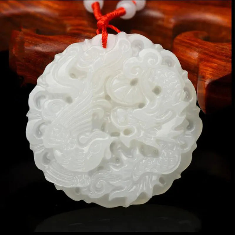 Zodiac Pendant Hetian Stone Dragon Phoenix Couple Necklace Jewelry
