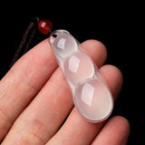 Natural Ice Chalcedony Green Beans Pendant Rope Jewelry