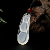 Natural Ice Chalcedony Green Beans Pendant Rope Jewelry