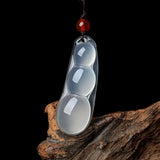 Natural Ice Chalcedony Green Beans Pendant Rope Jewelry