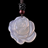 Natural Chalcedony Rose Icy Species Pendant for Men and Women