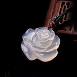 Natural Chalcedony Rose Icy Species Pendant for Men and Women