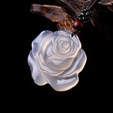 Natural Chalcedony Rose Icy Species Pendant for Men and Women