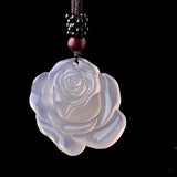 Natural Chalcedony Rose Icy Species Pendant for Men and Women