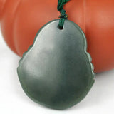 Hetian Qing Jade Buddha Pendant Amulet Necklace with Rope