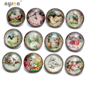 Vintage Cartoon Animal Snap Buttons 12pcs