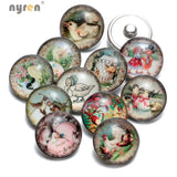 Vintage Cartoon Animal Snap Buttons 12pcs
