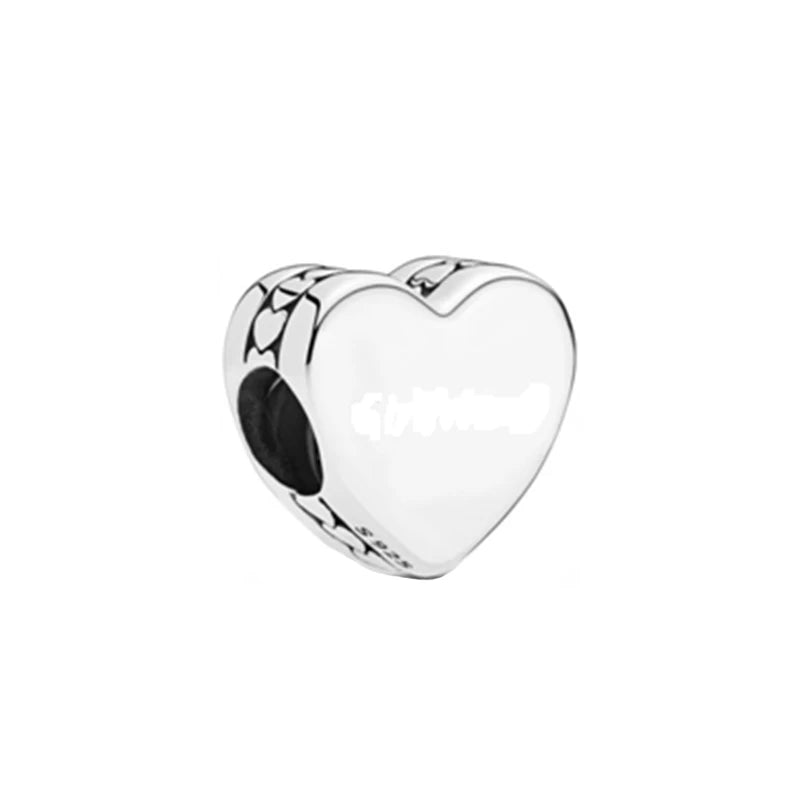 S925 Sterling Silver Heart Beads for Women's Party