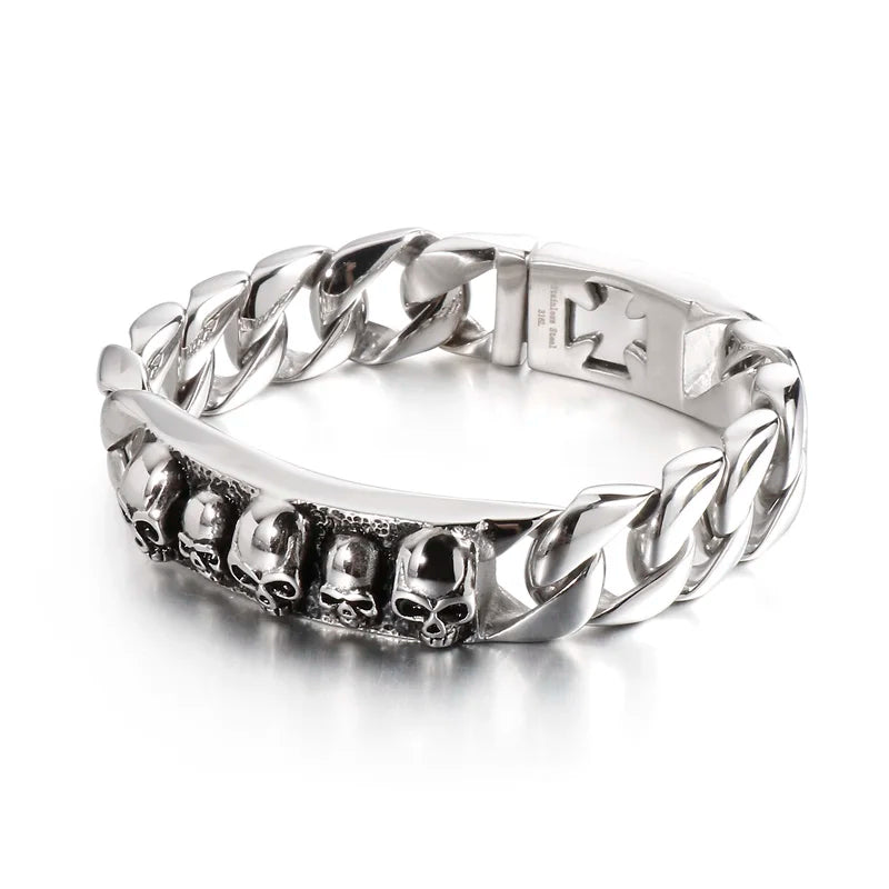 316L Stainless Steel Men's Bracelet Skull Head O-Chain Jewelry