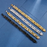 6/8/10mm Flat Double Link Chain Stainless Steel Bracelet Punk Rock