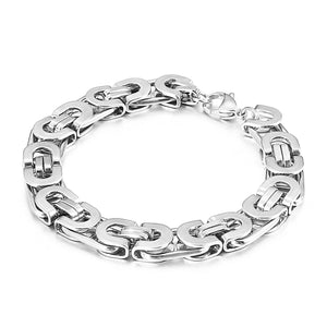 6/8/10mm Flat Double Link Chain Stainless Steel Bracelet Punk Rock