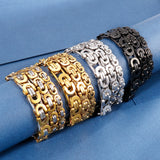 6/8/10mm Flat Double Link Chain Stainless Steel Bracelet Punk Rock