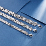 6/8/10mm Flat Double Link Chain Stainless Steel Bracelet Punk Rock