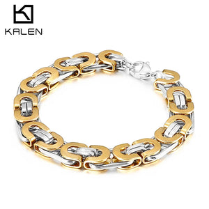 6/8/10mm Flat Double Link Chain Stainless Steel Bracelet Punk Rock