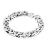 6/8/10mm Flat Double Link Chain Stainless Steel Bracelet Punk Rock