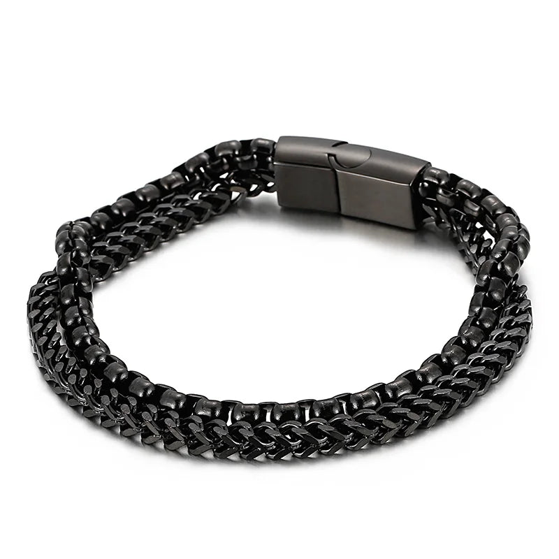 9mm Double Chain 200mm Men's Stainless Steel Bracelet Charm Jewelry Gift