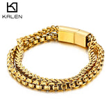 9mm Double Chain 200mm Men's Stainless Steel Bracelet Charm Jewelry Gift