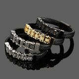 Men's Bicycle Chain Bracelet Leather Wrapped Charm Jewelry