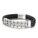 Men's Bicycle Chain Bracelet Leather Wrapped Charm Jewelry