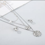 Stainless Steel Jewelry Set Rings Pendant Necklace Earrings for Women