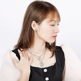 Stainless Steel Jewelry Set Rings Pendant Necklace Earrings for Women