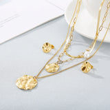 Stainless Steel Jewelry Set Rings Pendant Necklace Earrings for Women