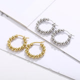 Geometric 23mm Tiny Beads Hoops Earring Minimalist Dainty Huggie Jewelry