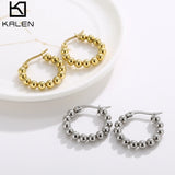 Geometric 23mm Tiny Beads Hoops Earring Minimalist Dainty Huggie Jewelry