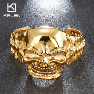 Gothic Skull Heavy Bangles Bone Stainless Steel Men's Rock Bracelet