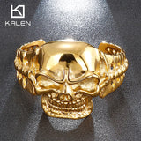 Gothic Skull Heavy Bangles Bone Stainless Steel Men's Rock Bracelet