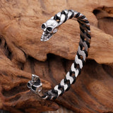 Stainless Steel Leather Men's Vintage Bracelet Punk Style Bangles