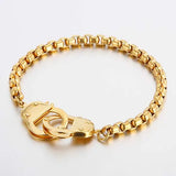 Stainless Steel Popcorn Chain Lock Bracelet