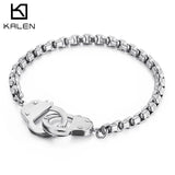 Stainless Steel Popcorn Chain Lock Bracelet