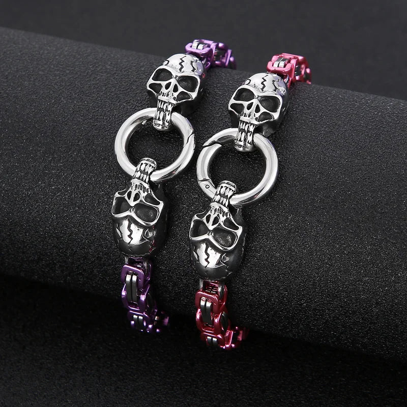Multicolor 6mm Chain Skull Punk Men's Bracelet