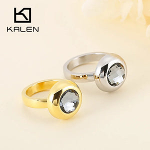 Dubai Stainless Steel Gray Stone Lover Rings