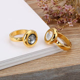 Dubai Stainless Steel Gray Stone Lover Rings
