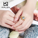 Dubai Stainless Steel Gray Stone Lover Rings