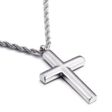 Men's Stainless Steel Cross Necklace 60cm High Polished
