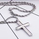 Men's Stainless Steel Cross Necklace 60cm High Polished