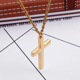Men's Stainless Steel Cross Necklace 60cm High Polished