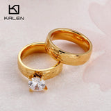 Zircon Couple Rings Stainless Steel Engagement Wedding Band Jewelry