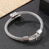 Punk Cross Twisted Wire Chain Stainless Steel High Bangles Men's Jewelry