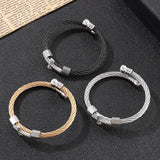 Punk Cross Twisted Wire Chain Stainless Steel High Bangles Men's Jewelry