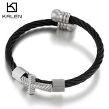 Punk Cross Twisted Wire Chain Stainless Steel High Bangles Men's Jewelry